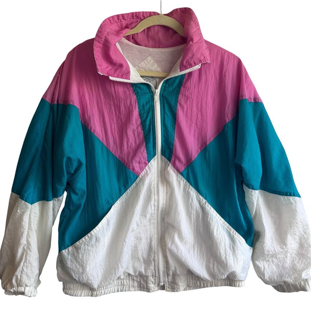 Vintage 80s Be In The Current Seen Jacket Women's M Flash Windbreaker Retro 90s